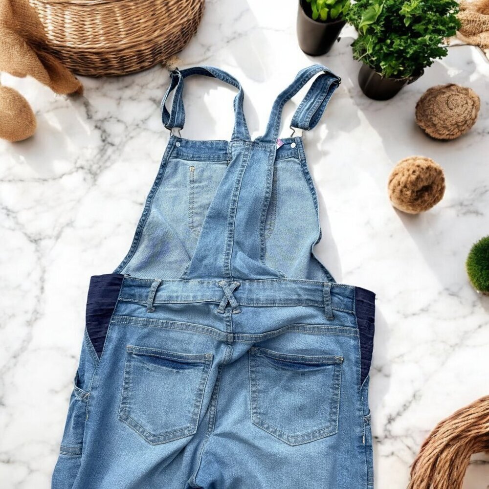 Planet Motherhood Pull On Cotton Maternity Overalls Size Small W/ Pockets - Picture 11 of 13